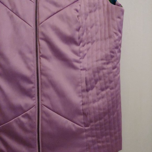 JH Collection Lilac Full Zip Silky Vest With Pockets M Collar - Picture 4 of 11